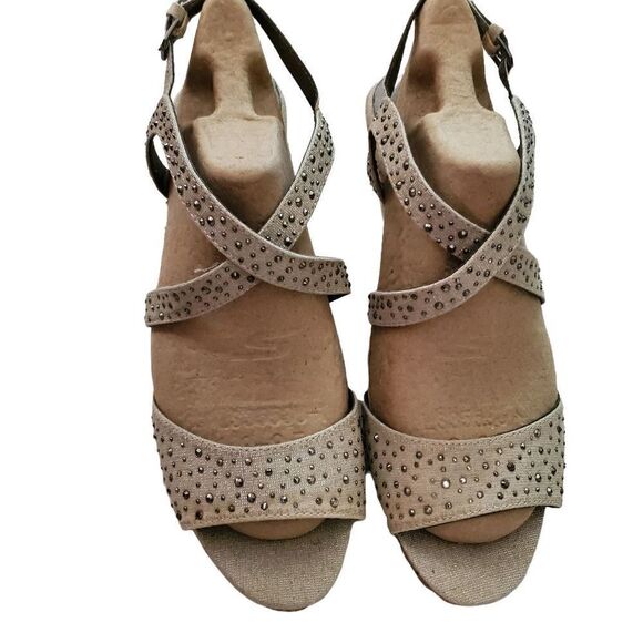 Maurices Linen Bling Wedge Sandals. Cork Size 11 - Picture 8 of 13